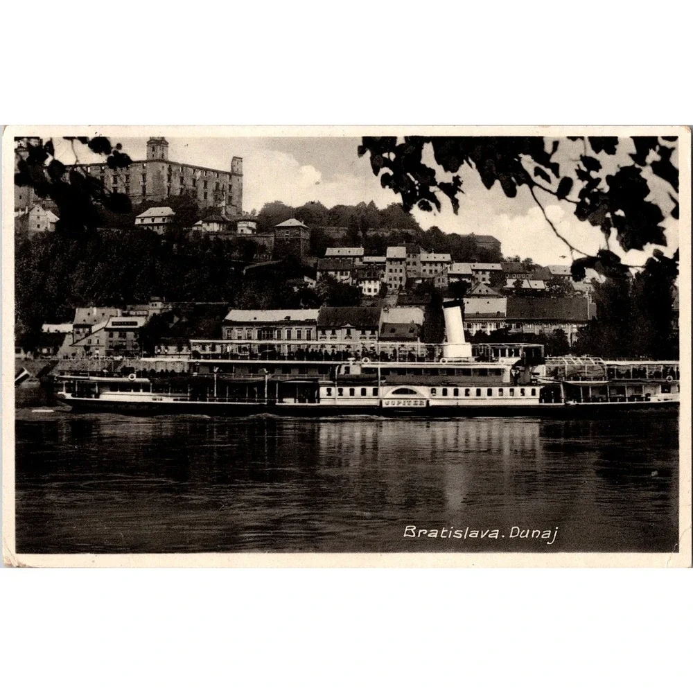 Vintage Bratislava Dunaj River Steamboat Postcard Czechoslovakia 1932